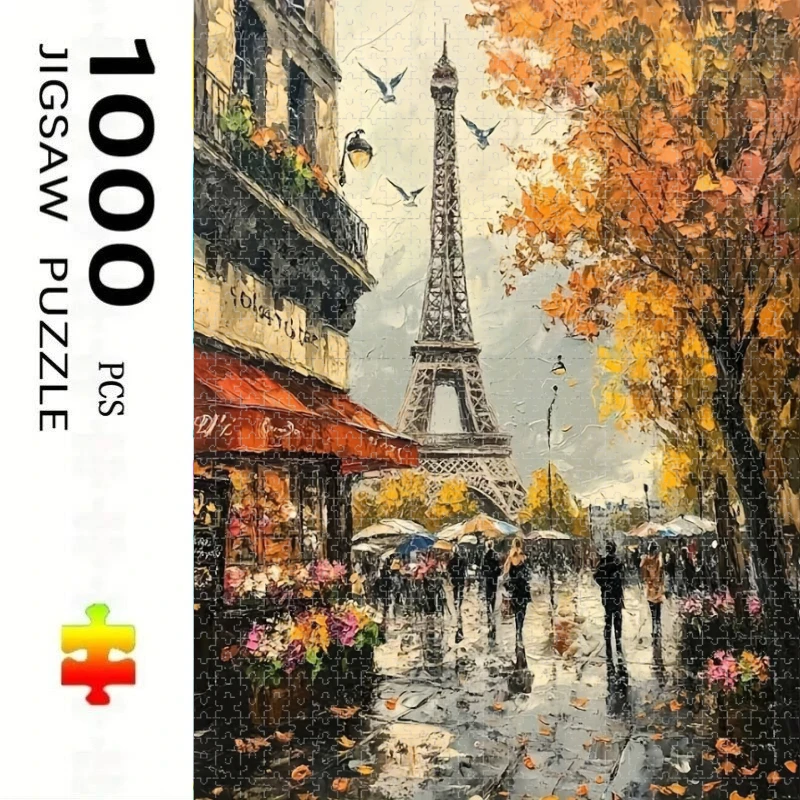 Adult Jigsaw Puzzle 1000 Pieces Puzzle Eiffel Tower Paper Puzzle Decorative Painting Exercise Brain Thinking