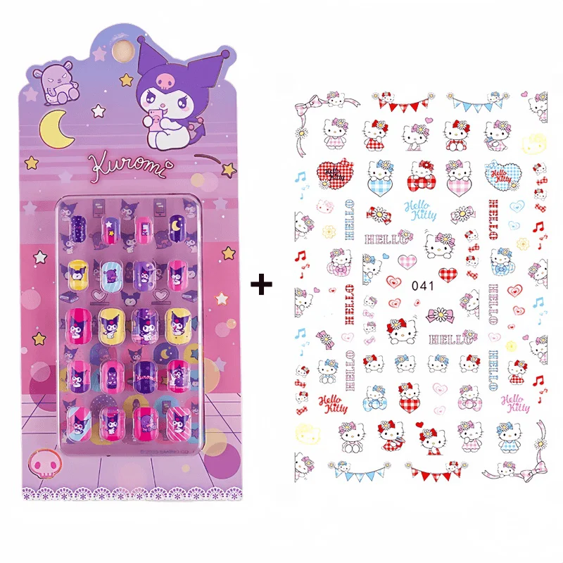 1PCS Sanrio cute ‌‌Cinnamoroll Fake Nails Hello Kitty Nail Stickers ‌‌My Melody ‌‌Kuromi Fake Nails Nail Products Press On Nails