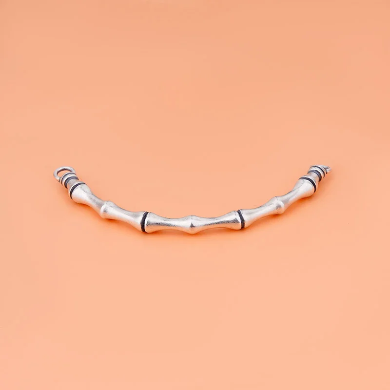 925 sterling silver made old double circle bamboo bend pipe solid half bracelet handmade diy bracelet jewelry accessories