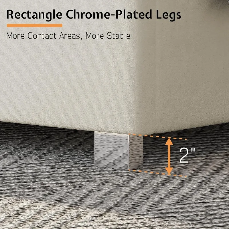 إطار سرير بحجم كوين مع لوح رأسي طويل بطول 58 بوصة، سرير منجد مخملي مع لوح رأسي معنقدة على شكل قناة أ #6