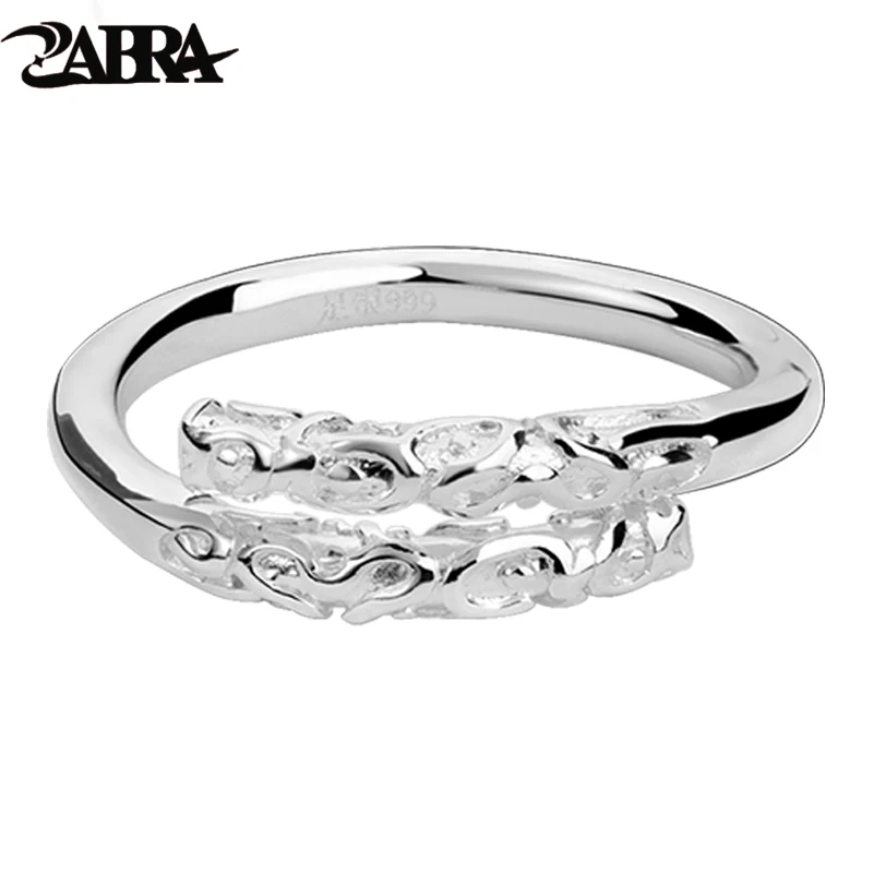 ZABRA 999 Pure Silver Sun Wukong Golden Hoop Ring for Men and Women Open End Ring