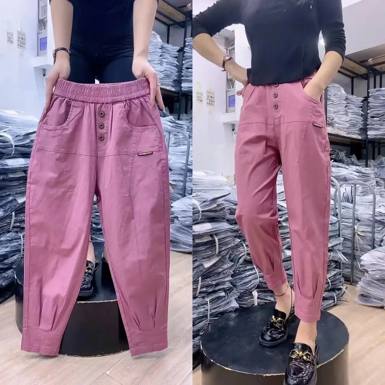 

Nine Point Pants For Women's 2024 Summer New Loose Cotton Small Foot Harlan Pants Casual Pants