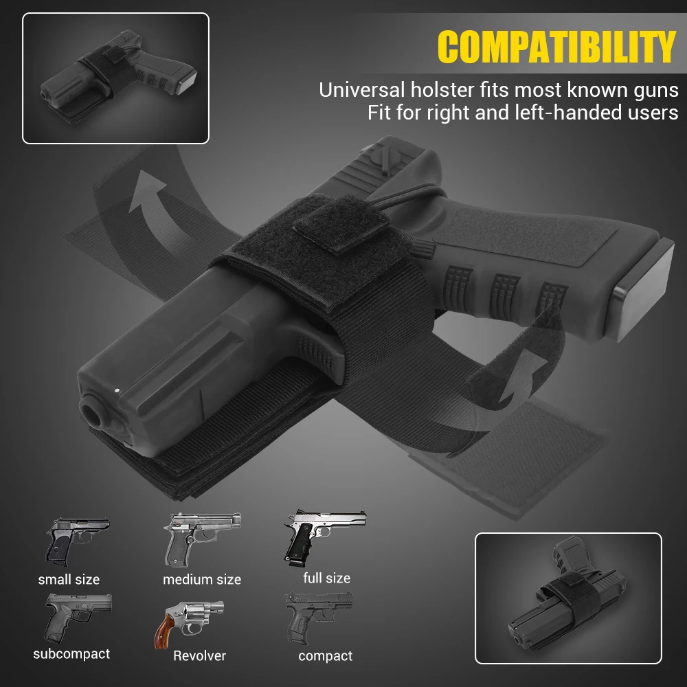 Universal Tactical Gun Holster Concealed Carry Pistol Holster Belt Handgun Pouch Airsoft Gun Bag for Car Home Gun Storage