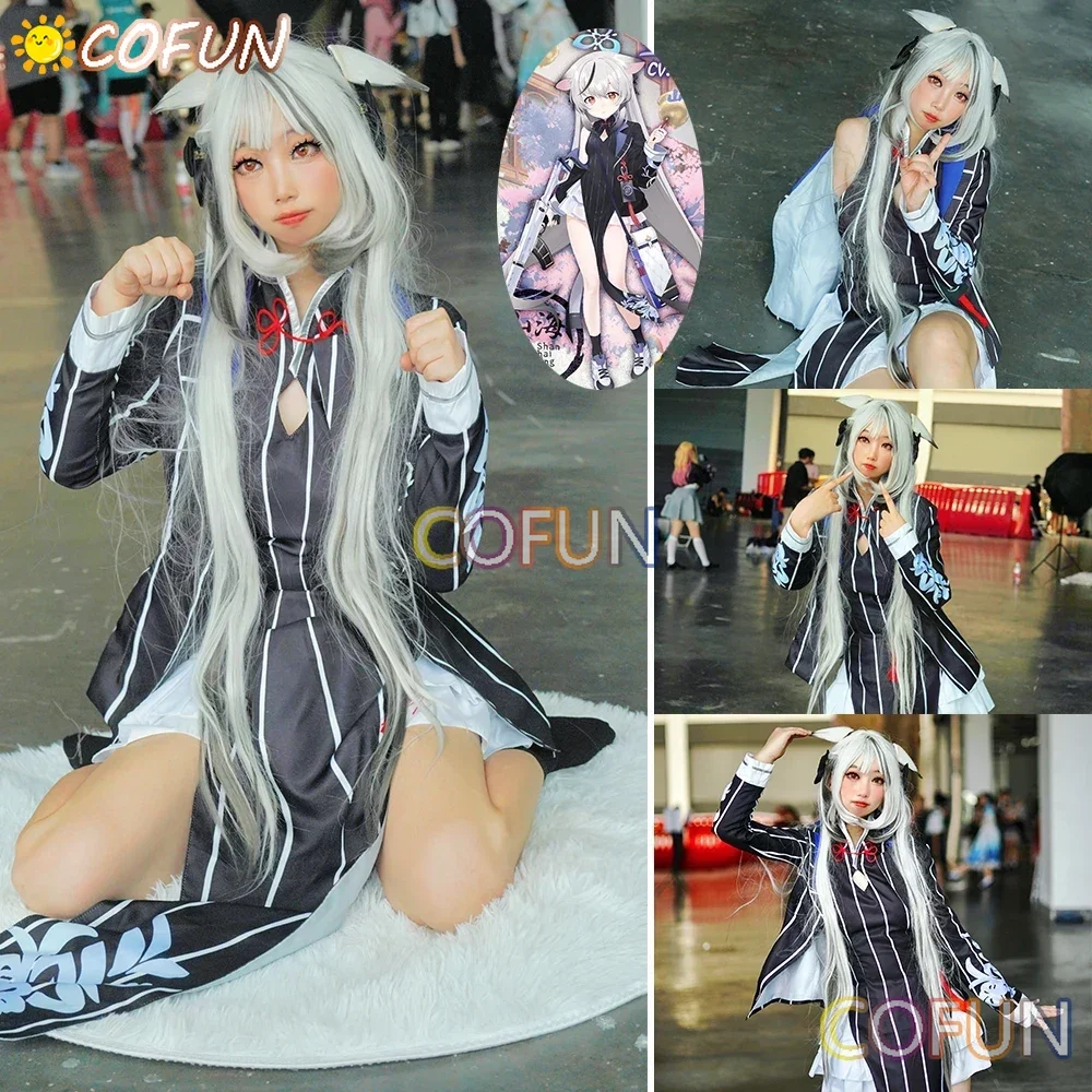 

COFUN Game Azur Lane Sunohara Kokona Cheongsam Cosplay Costume Halloween Outfits Women Men Dress Wig And Ears