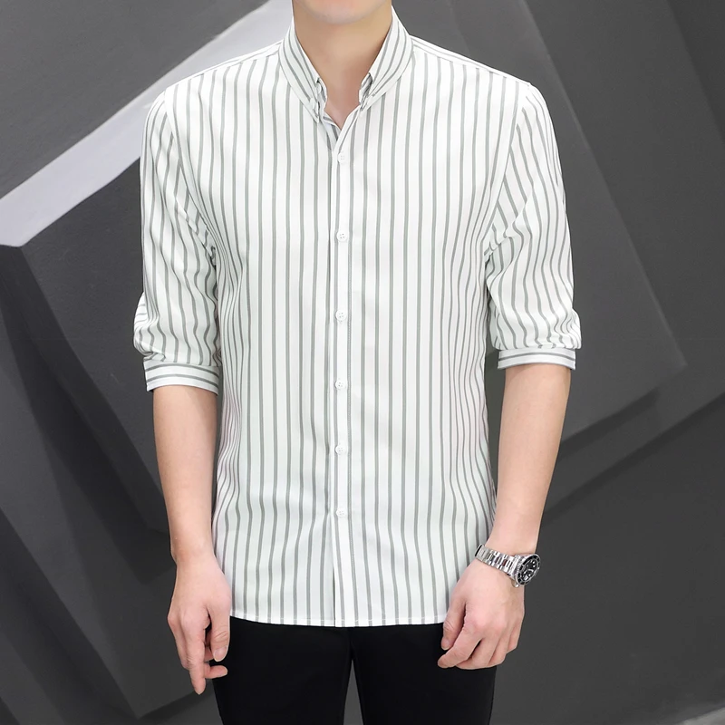 

ort Sve Casual irt Men's Summer New Sle Youth Base Layer irt Outerwear Faionable Stand Fit Polyester Fiber