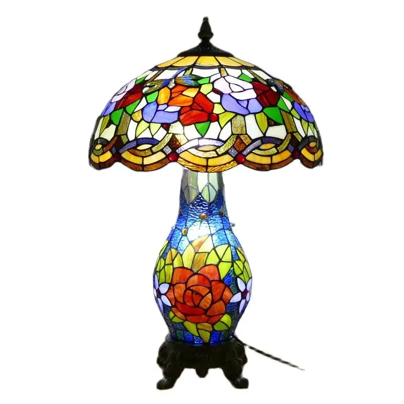 

Luxury Tiffany Table Lamp Handmade Wedding Decor Foyer Bar Restaurant Desk Light D31001