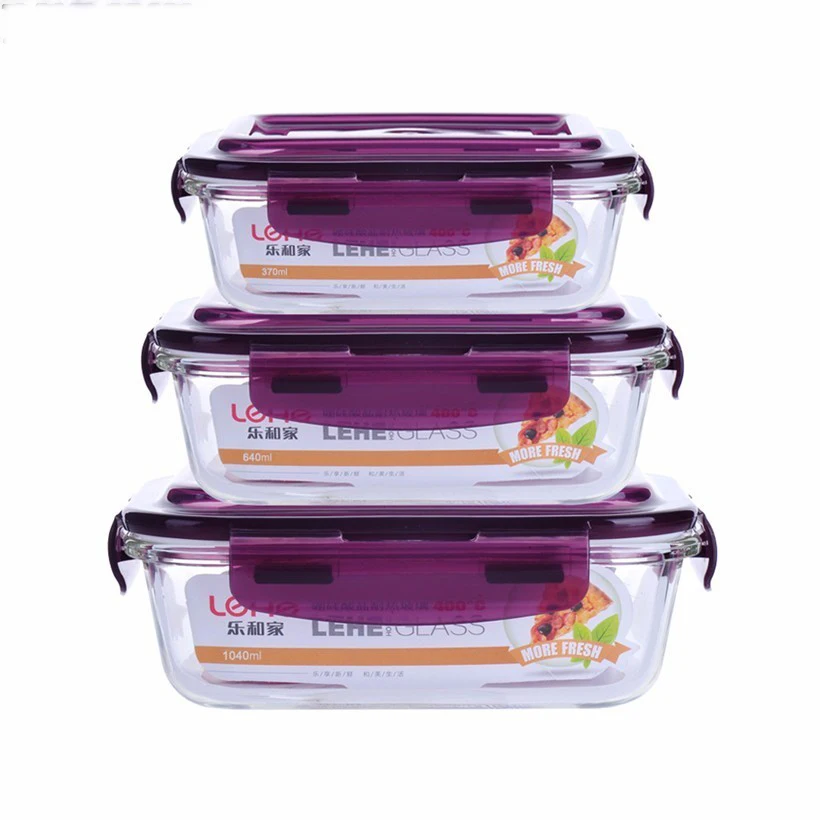 Microwave Oven Heating Lunch Box For Office Worker Leakproof Glass Lunch Box Set Round With Lid Seal Health Food Container