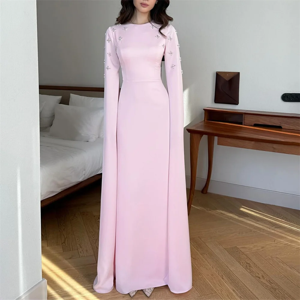 

ROYET Crystals Luxury Mermaid Formal Evening Dress For Woman Half Sleeve Sweep Train Elegant Prom Gown New Customized