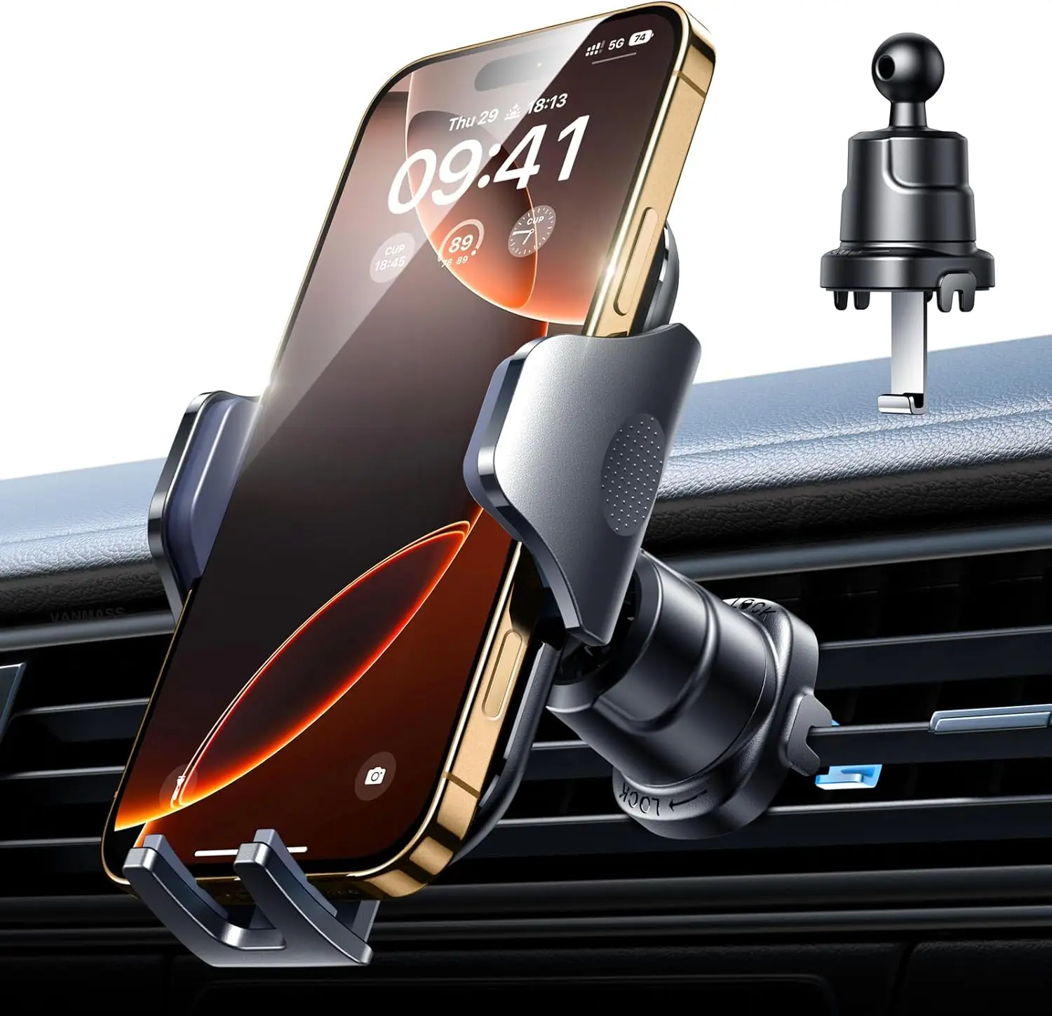 

Military-Grade Car Phone Holder Mount with Shockproof Design, Adjustable for iPhone Samsung Android