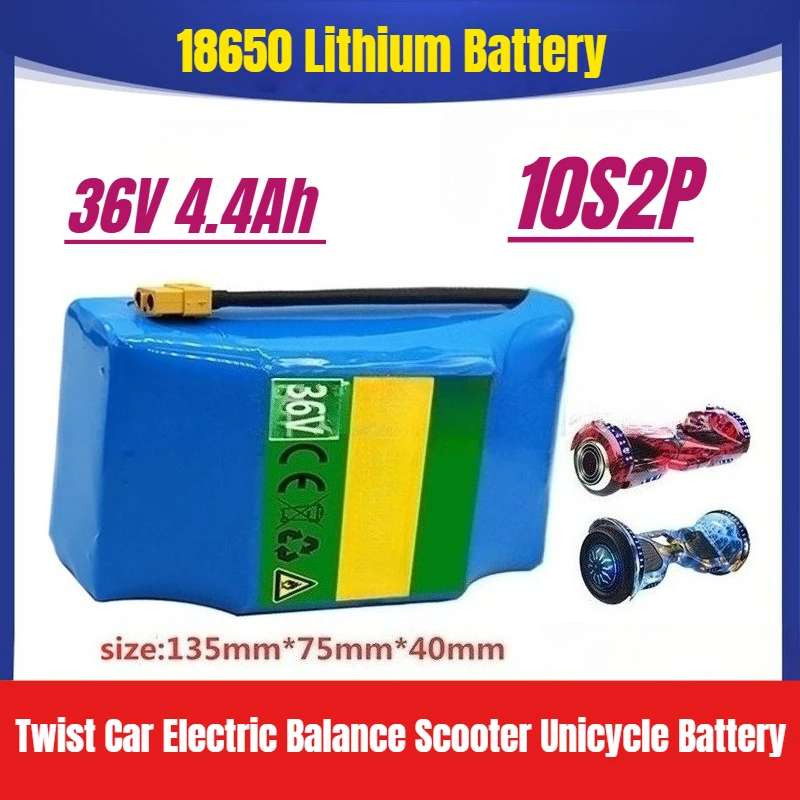 

10S2P 36V 4.4Ah 18650 Lithium Battery Twist Car Electric Balance Scooter Unicycle Battery