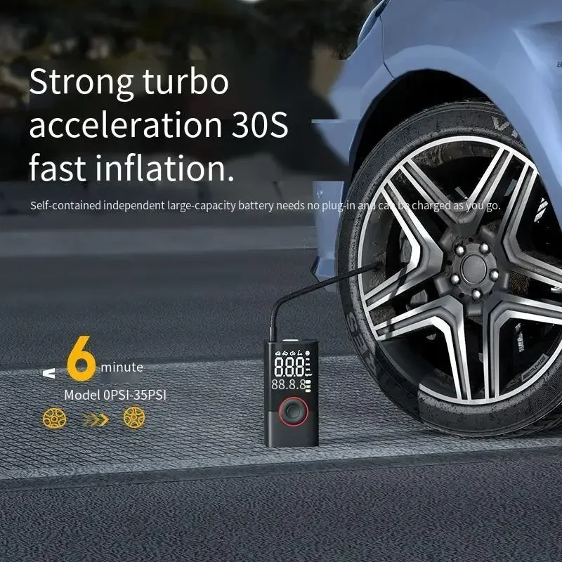 

Portable 3-in-1 Air Compressor & Car Jump Starter – Dual-Screen Display Design, Wireless Power Bank for Tire Inflation