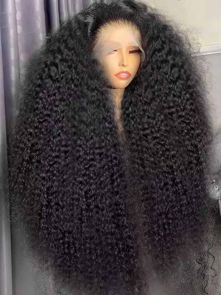 Perruque en cheveux humains Jerry Curly 13x6, 32-42 pouces, densité 250%, perruque Lace Front humaine pré-plumée, effet mouillé et ondulé
