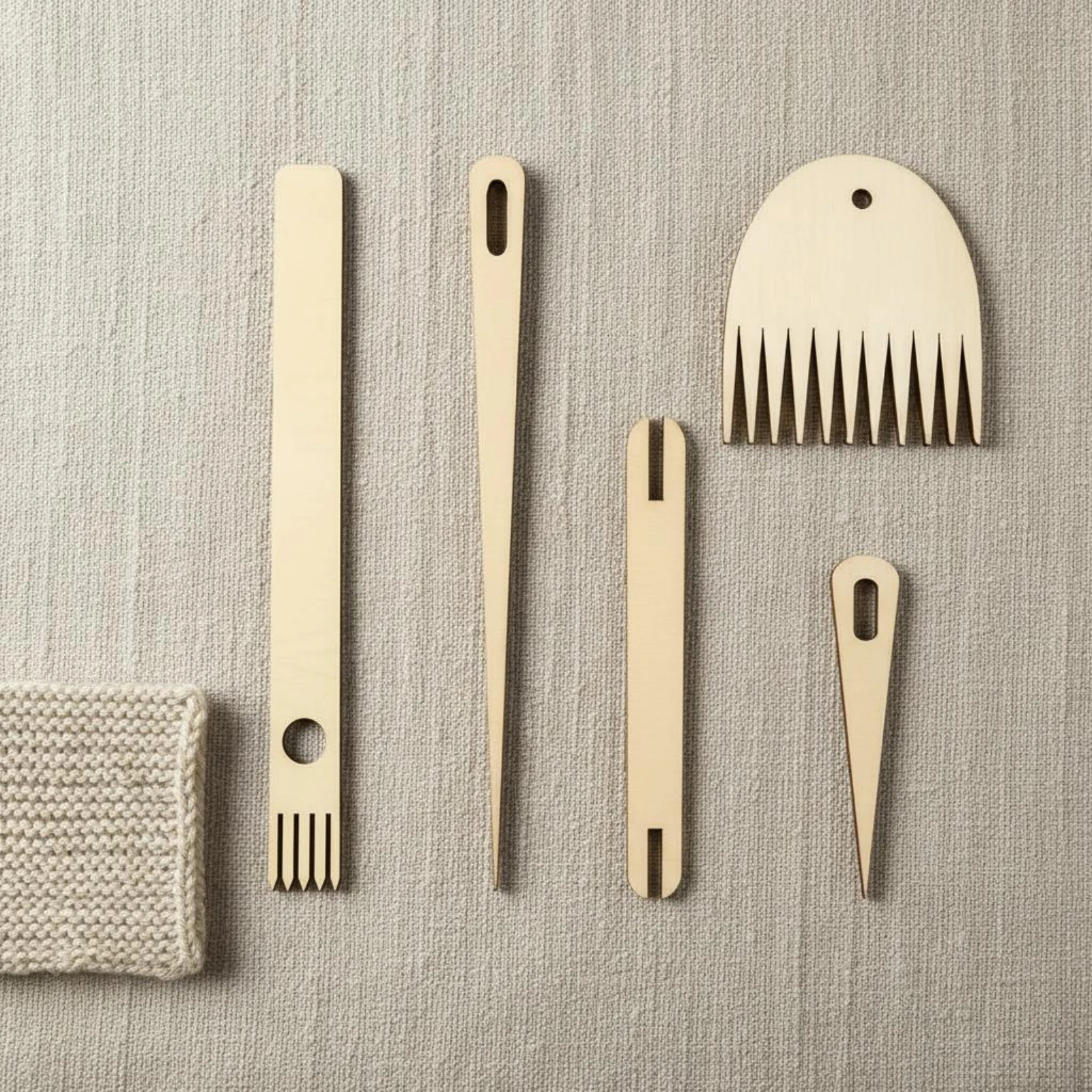 5 Pieces Wooden Knitting Needle Gauge Easy to Use Wooden Knitting Gauge Yarn Measuring Tool Portable Hobby Tools for Craft Room view 4