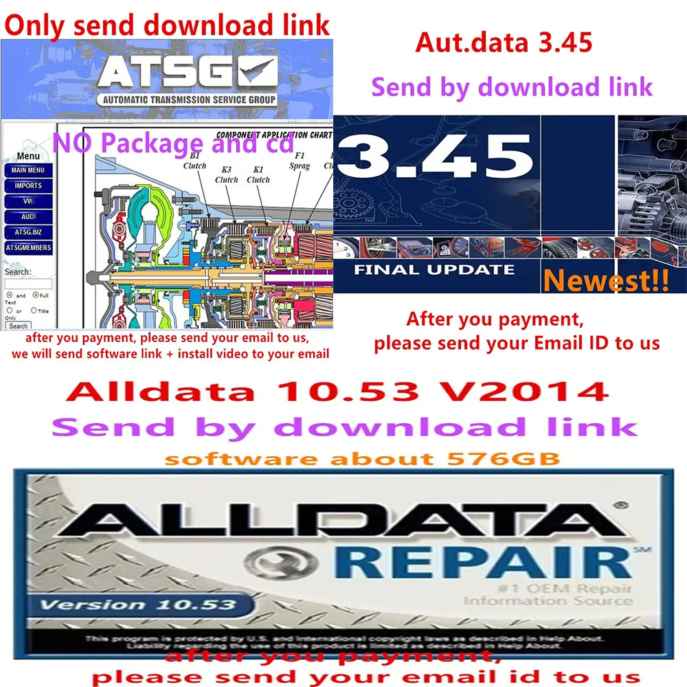 

Autodata 3.45+ATSG 2017 Automotive Maintenance Software+Alldata 10.53 auto car diagnostic Software install+Auto repair software