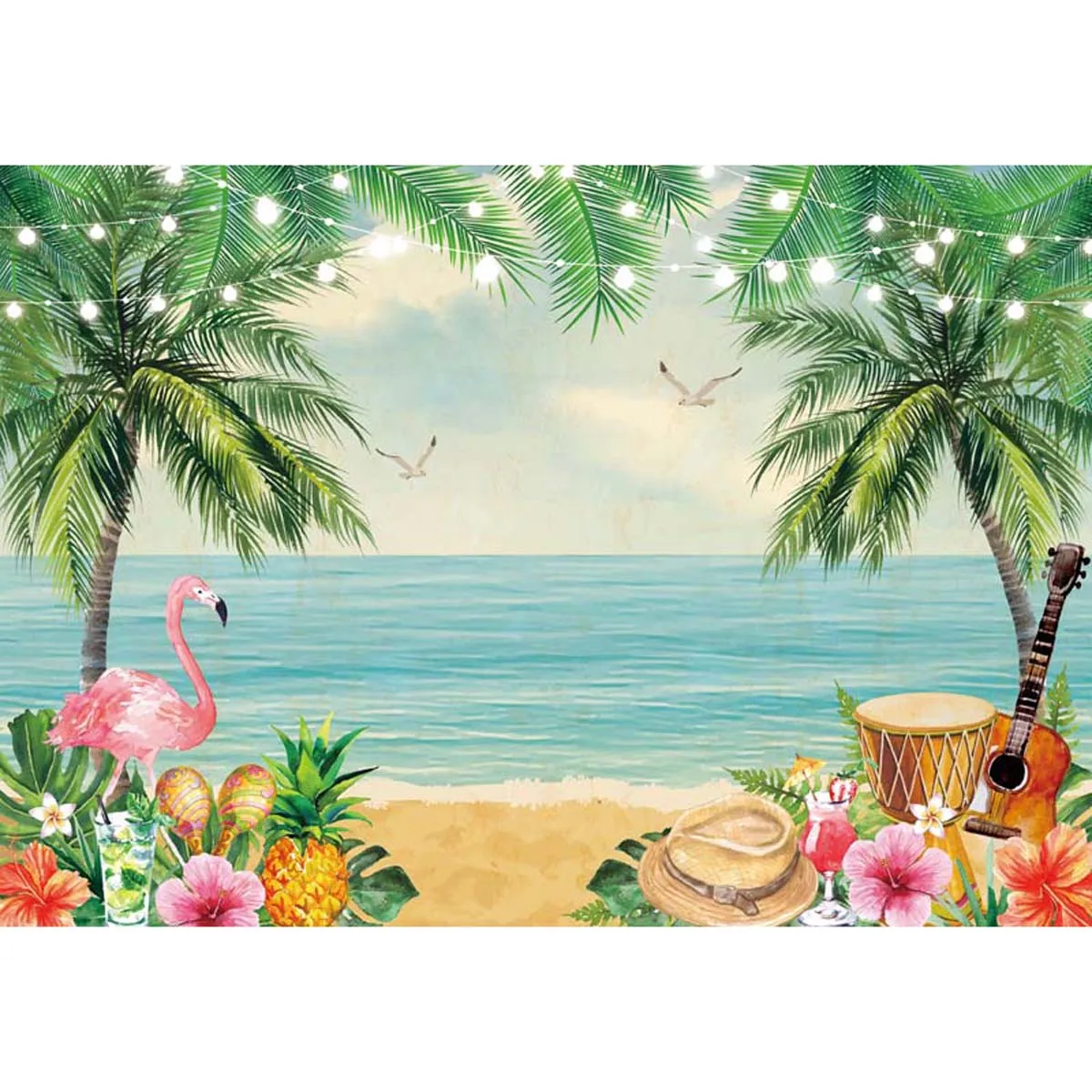 Allenjoy Summer Tropical Beach Backdrop