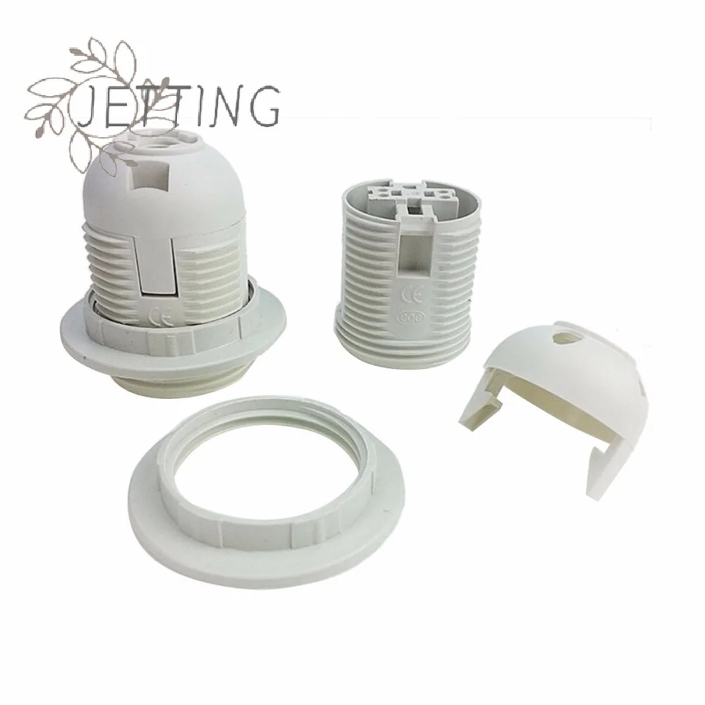Hot 250V 4A E27 Light Bulb Base Plastic Full Screw Lamp Holder Pendant Socket Lampshade Ring for E27 Light Bulb White Black 1PC