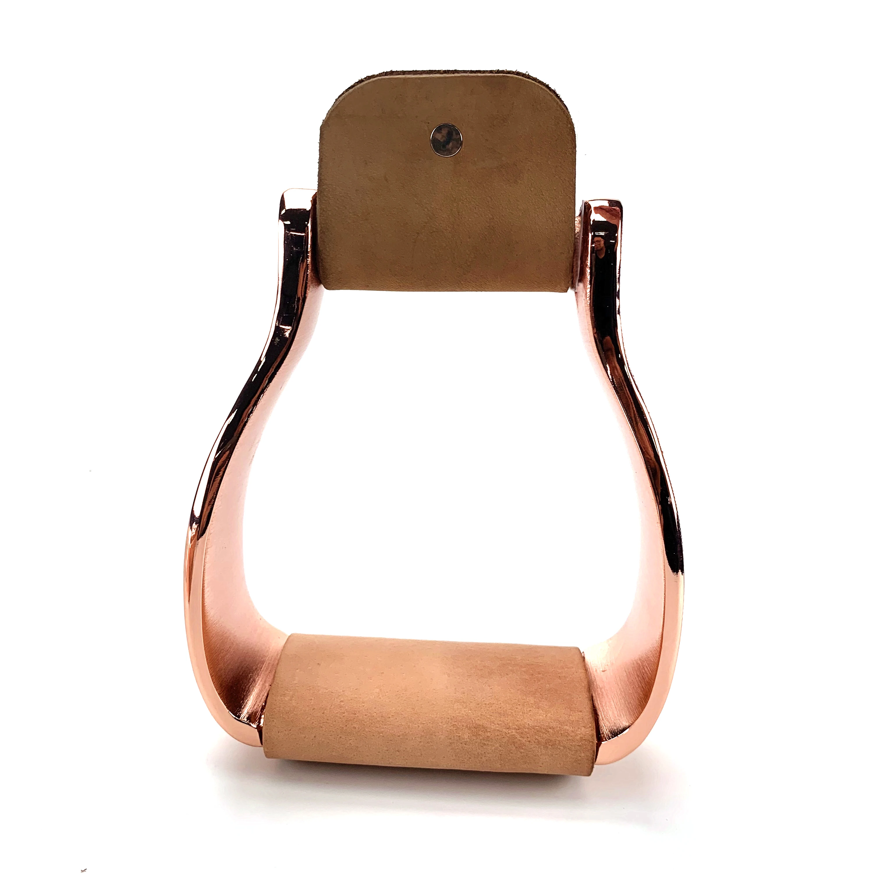 

Rose Gold Engraved Aluminum Horse Stirrups, Leather Band + Equestrian Design