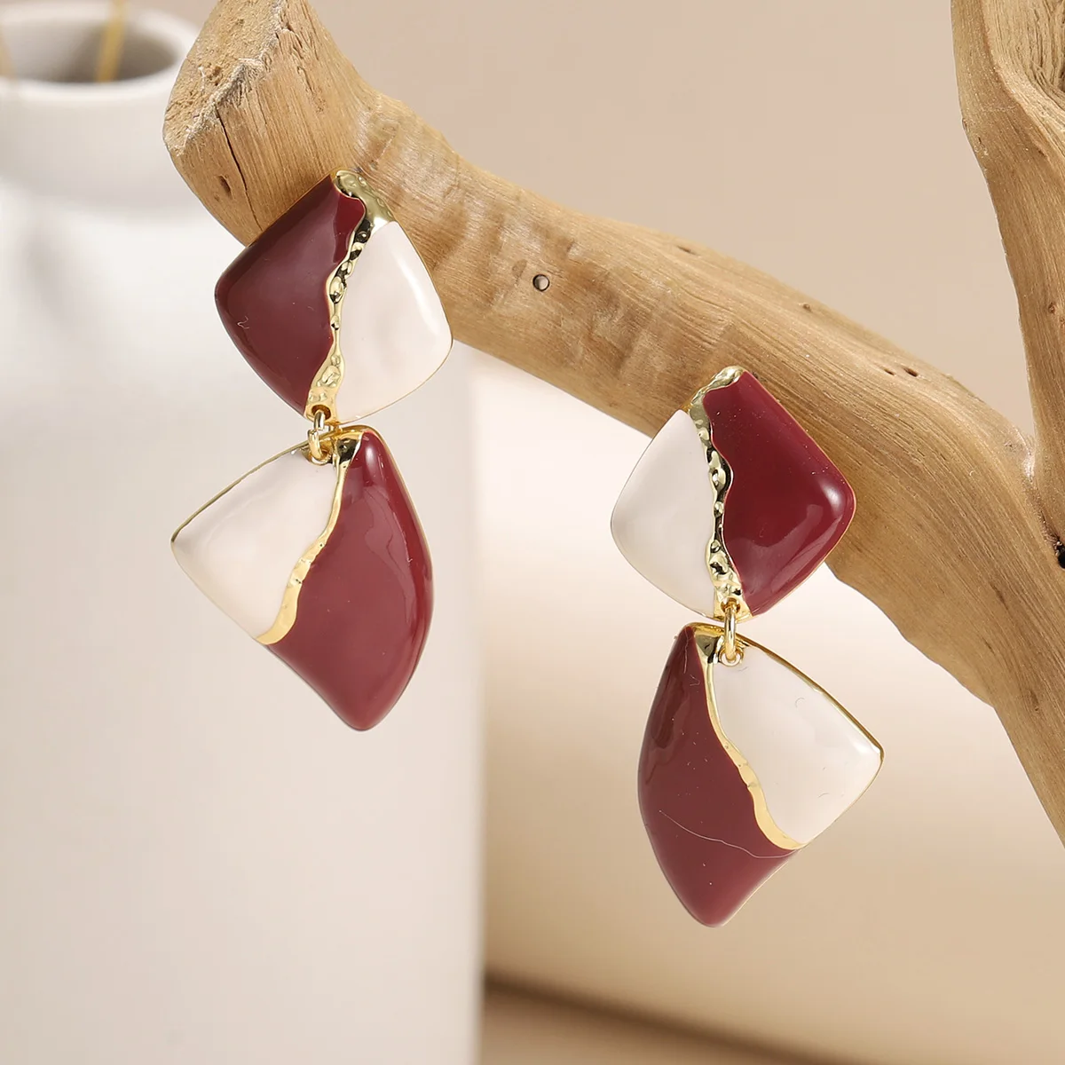 Modern Geometric Dangle Earrings for Women - Abstract Color Block Drop Earrings - Fashion Statement Jewelry