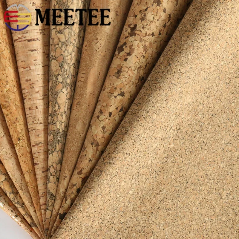 Meetee 100X137cm 0.5mm Thick Natural Cork Leather Fabric DIY Bags Shoes Luggage Handmade Craft Wood Grain Decor Material Supply