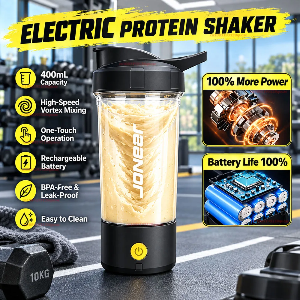2026 Neue Elektrische Protein-Shaker-Flasche USB Automatischer Mixer-Becher BPA-frei Fitness-Sport-Mixer für Gym-Workout 400ml Shaker-Becher