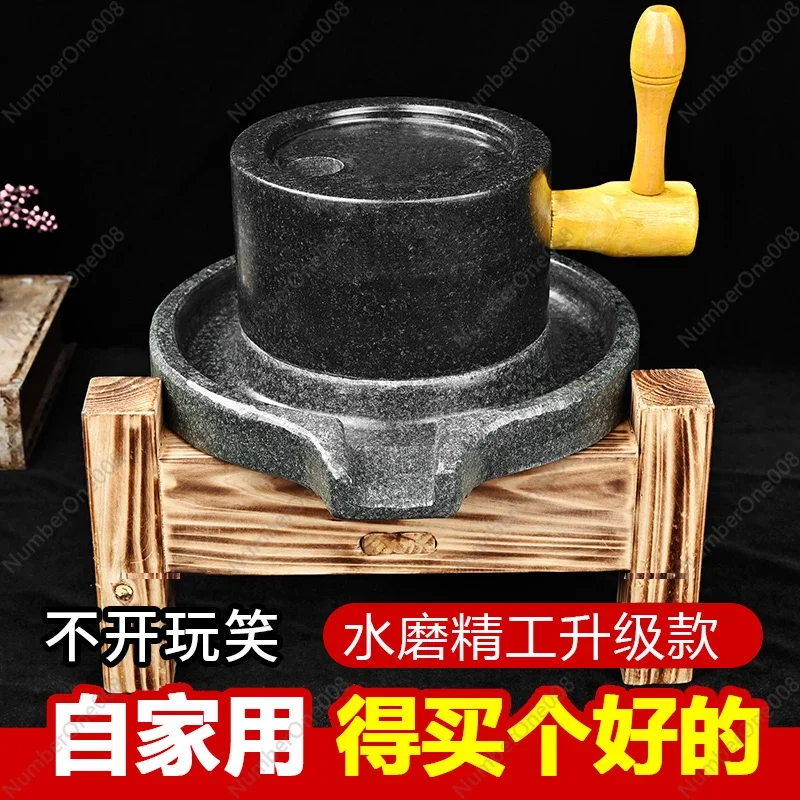 Mini Stone Mill for Home Use, Traditional Hand-Cranked Grinder for Soy Milk/Tofu/Rice, Compact Bluestone Mill with Non-Slip Base