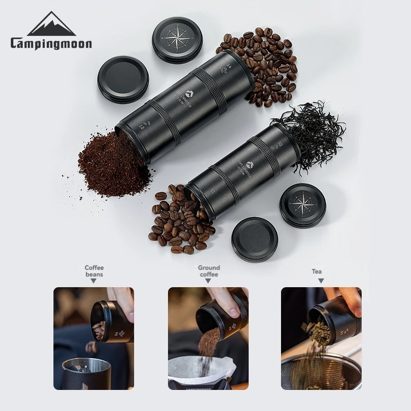 CAMPINGMOON CC-50-BK Recipiente Hermético de Aluminio Negro para Té, Recipiente Portátil para Almacenamiento de Café para Camping