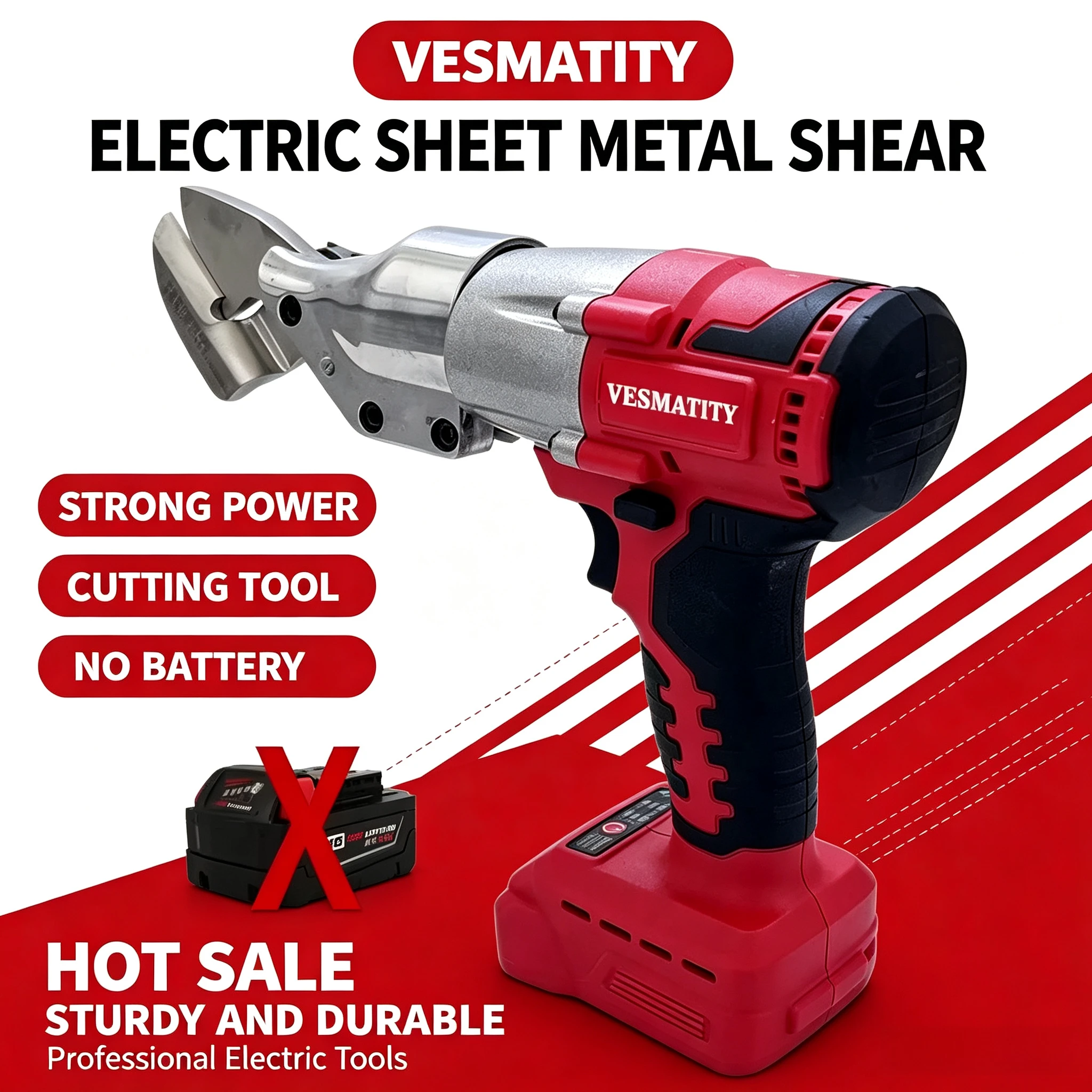 Electric Iron Scissor Cordless Metal Shear 400W Brushless Tin Snips 2 Variable Speed with LED Light Tool  For Milwaukee Battery