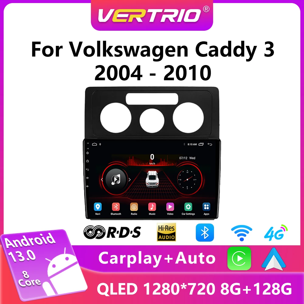 

Автомагнитола для Volkswagen Caddy 3 2004-2010, 2Din, 4G, мультимедийный видеоплеер, GPS, Wi-Fi, Carplay, DSP, Android, автостерео