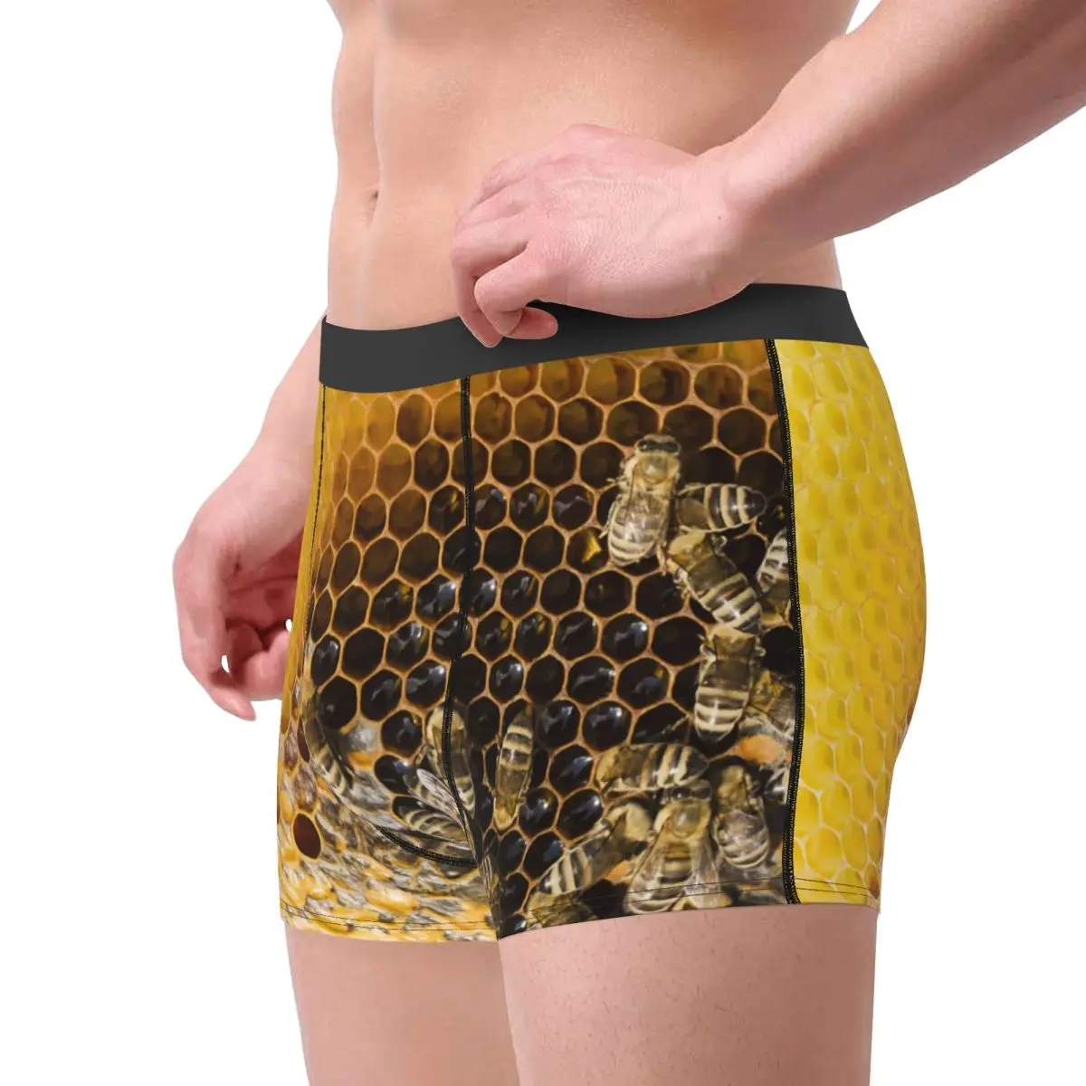 Custom Honeycomb With Bees Underwear Male Sexy Printed Cute Honey Bumblebee Boxer Shorts Panties Briefs Breathable Underpants - view 3
