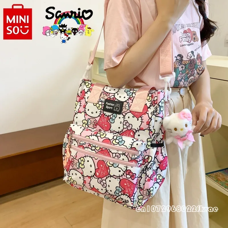 HelloKitty-Bolso cruzado con dibujos animados para mujer, bolsa de almacenamiento informal de gran capacidad, alta calidad, a la moda, novedad de 2024