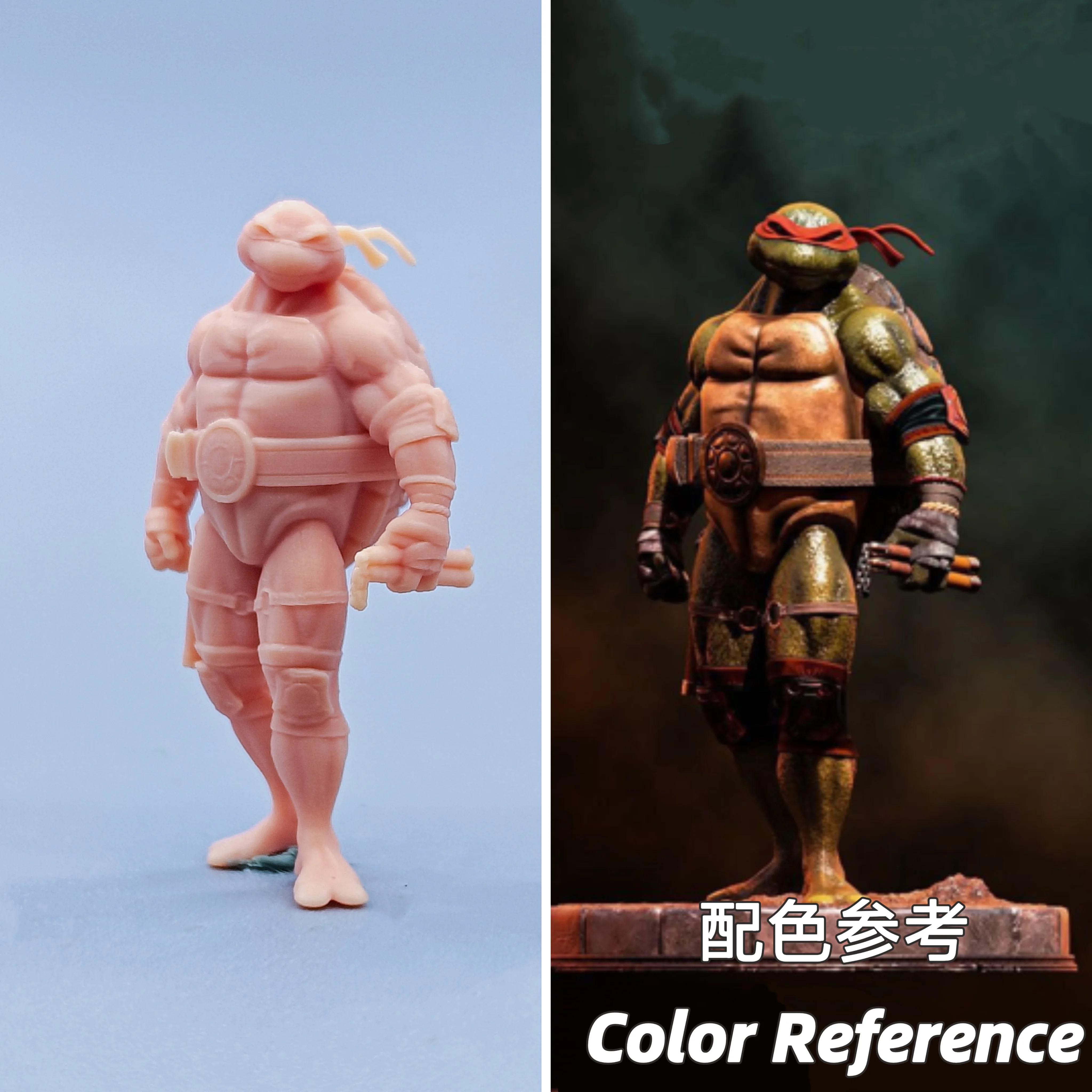 Maßstab 1:64 Figuren Modell Harz Ninja Michelangelo ungefärbte Miniaturen Diorama handbemalt C806