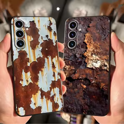 Retro Rust Design Case for Samsung Galaxy S25 Edge S20 S21 FE S24 Plus S23 Ultra Black Soft Phone Cover
