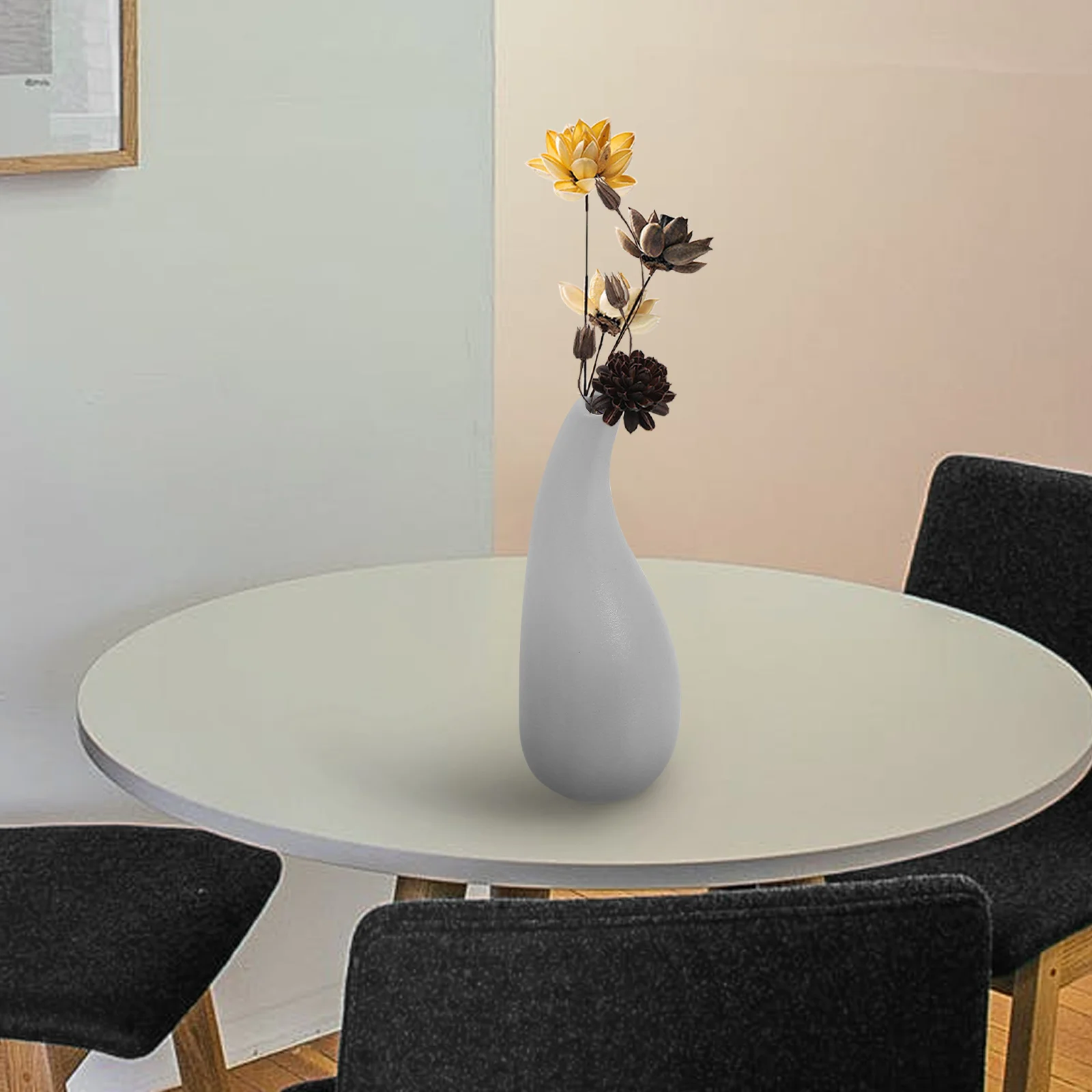 

1Pcs Ceramic Vase White Water Drop Narrow Opening for Flower Arrangement Dry Flower Decoration Home Office Desktop Vase Ornament