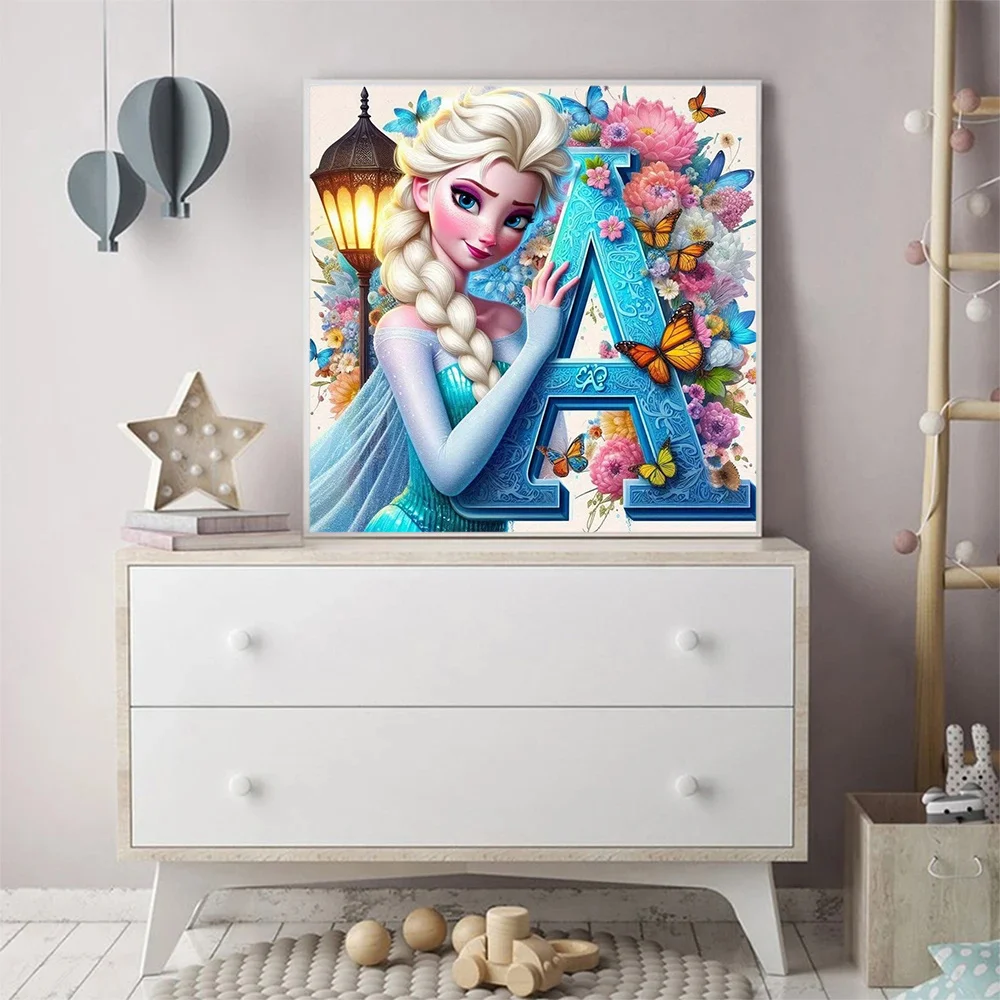ديزني الماس 5D فسيفساء إلسا المجمدة الكرتون اللوحة 26 رسائل التطريز الأميرة زهرة الأبجدية شخصية غرفة ديكور #3