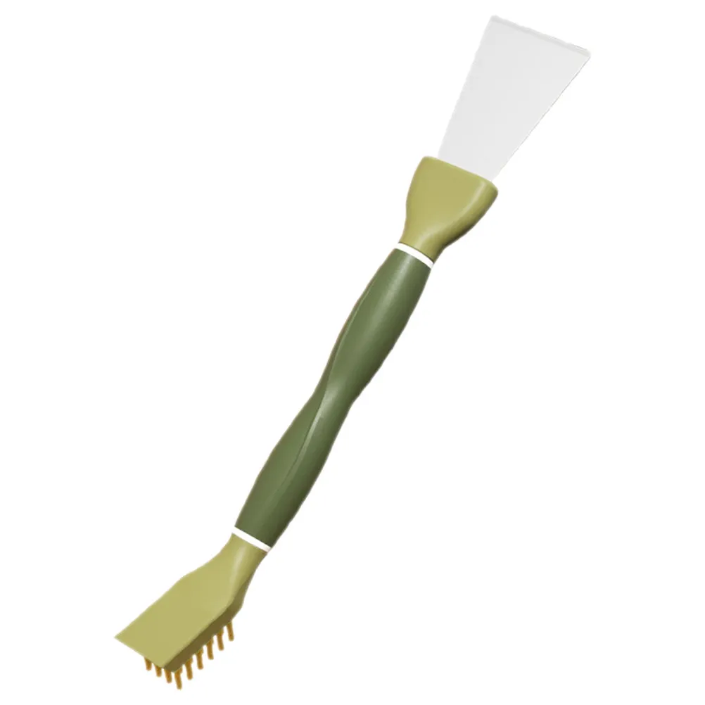 Sturdy Heavy-Duty Scrub Brush with Dual Function Scraper Head for Gas Stove Cleaner Cooktop Cleaner Oven Scraper Dishwashing