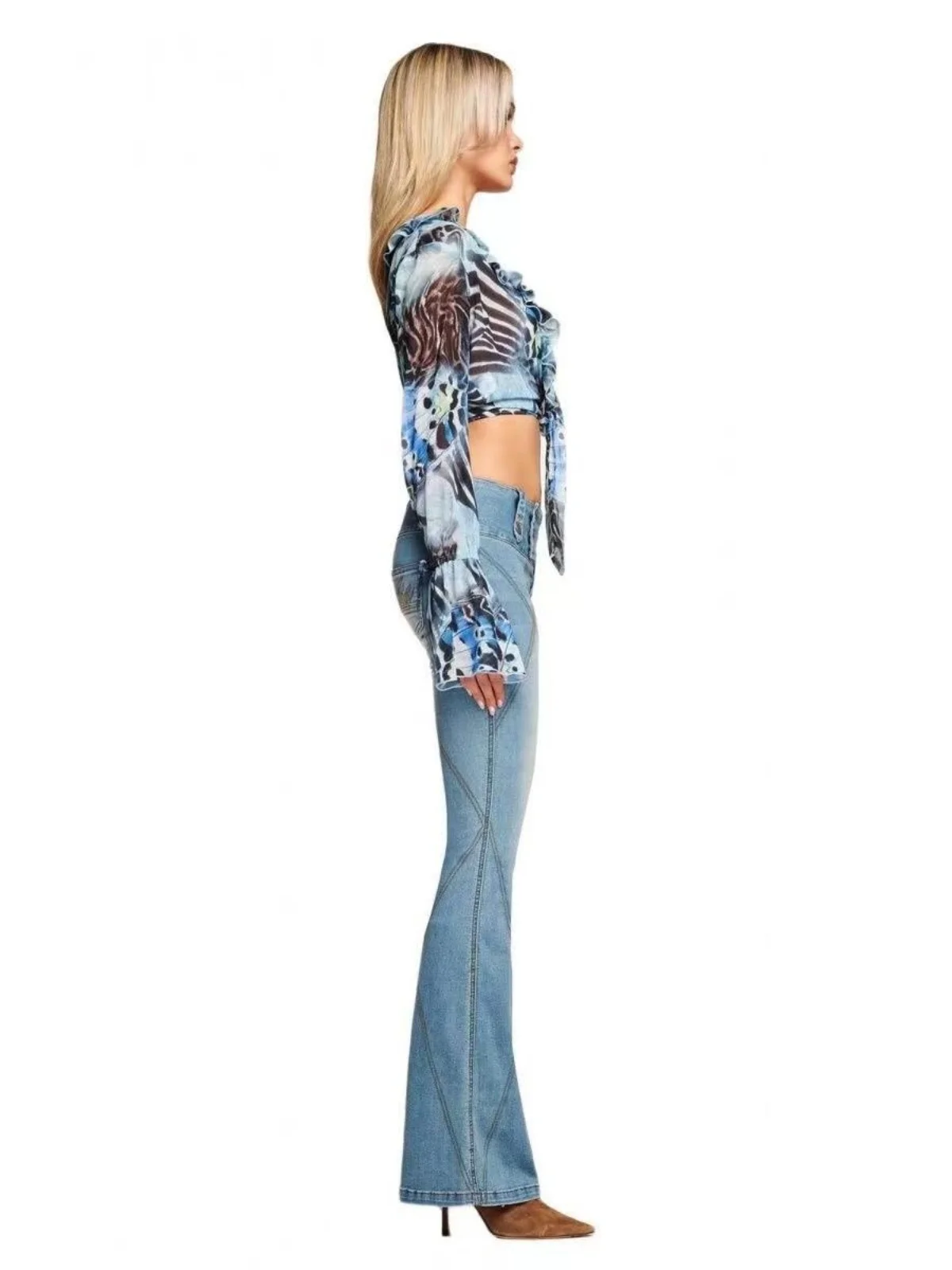 Jeans a campana a vita alta Pantaloni attillati dimagranti retrò Wa per giovani donne pendolari Sle Primavera Autunno Regular Thin
