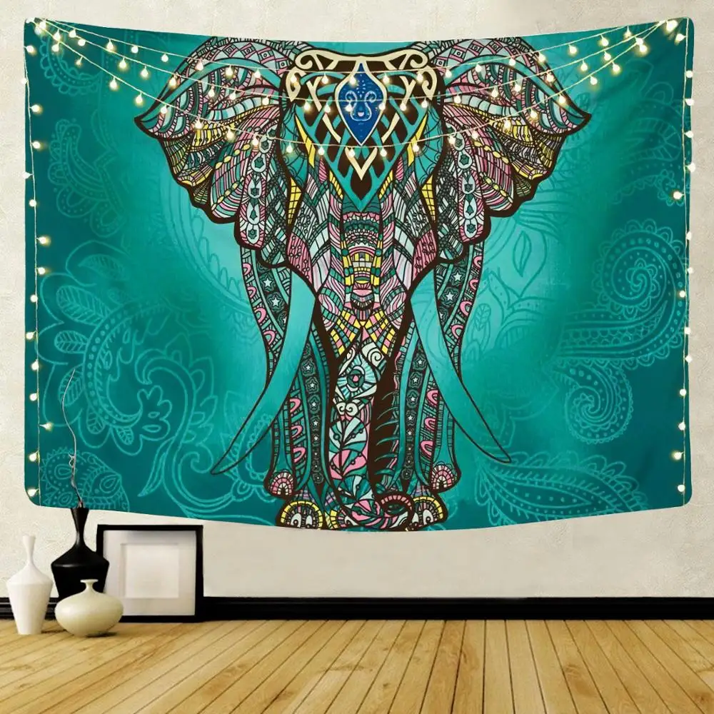 Tapiz indio con patrón de Mandala para colgar en la pared, toalla de playa de elefante bohemio, manta fina de poliéster, esterilla de viaje, 2021