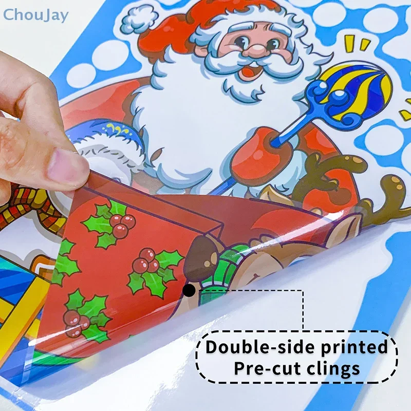 عيد ميلاد سعيد ملصقات نافذة سانتا كلوز الأيائل ثلج تصاميم للمنزل 2026 لوازم الحفلات الحلي شارات جدارية قابلة للإزالة