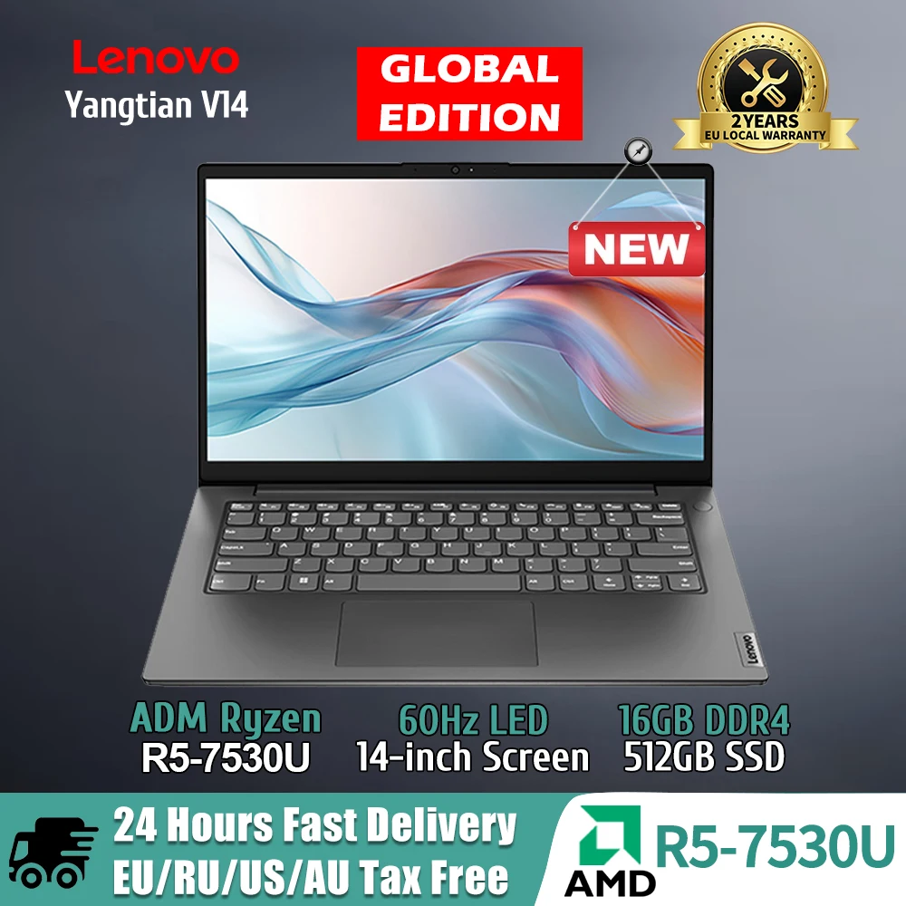 Lenovo Yangtian V14 Amd R5 7530u Geïntegreerde Graphics 16Gb Ddr4 512Gb/1Tb Ssd 14-Inch 60Hz Scherm Notebook Pc