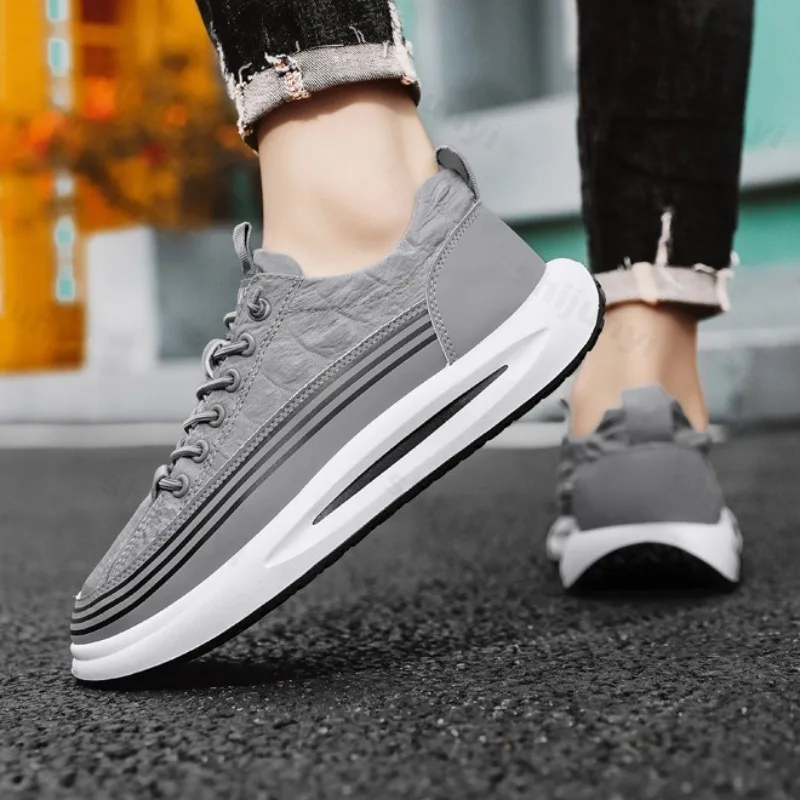 

Мужская обувь, кроссовки на платформе, спортивная обувь, осенняя модная студенческая удобная уличная дышащая повседневная обувь из ледяного шелка