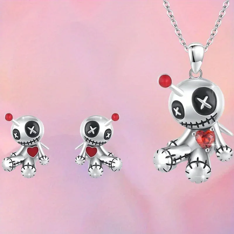 1pc/3pc Unique Gothic Doll Jewelry Set - Alternative Charm Earrings & Pendant Necklace - Quirky Accessory for PartiesGiftsforHer