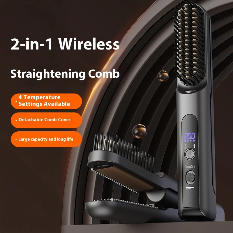 Wireless Direct Hair Styling Brush - Dual-purpose, Long-lasting, Shaping, Small Fringe, Mini Straightening Clamp