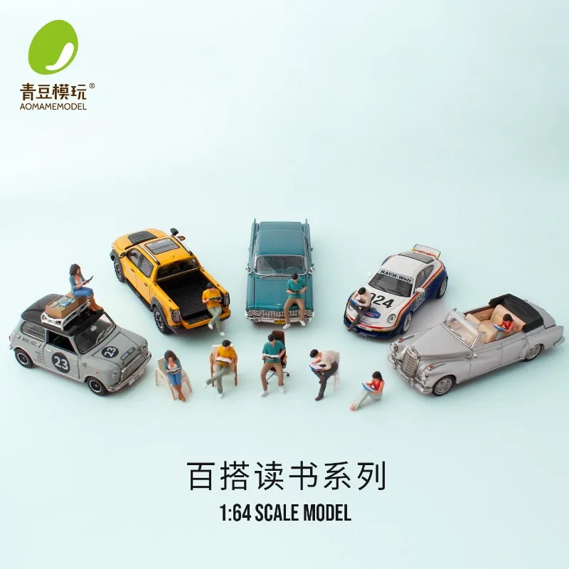 Reading Exchange Meetings Series 1:64 Reading While Sitting Woman and Man Action Figures Miniature Scene Photography Props Toys