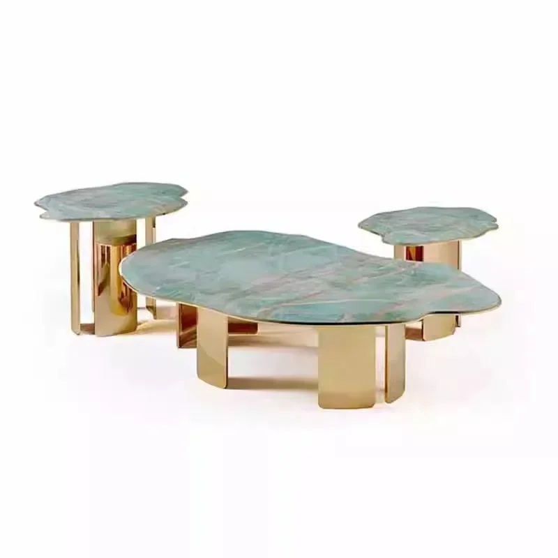 

Итальянский светлый роскошный облако особой формы из натурального мрамора, высокий и низкий комбинированный журнальный столик, дизайнерская гостиная, стол для гарнитуры