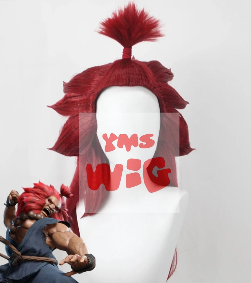 

YMS WIG Monster Hunter X Street Fighter Akuma Red Косплей Парик