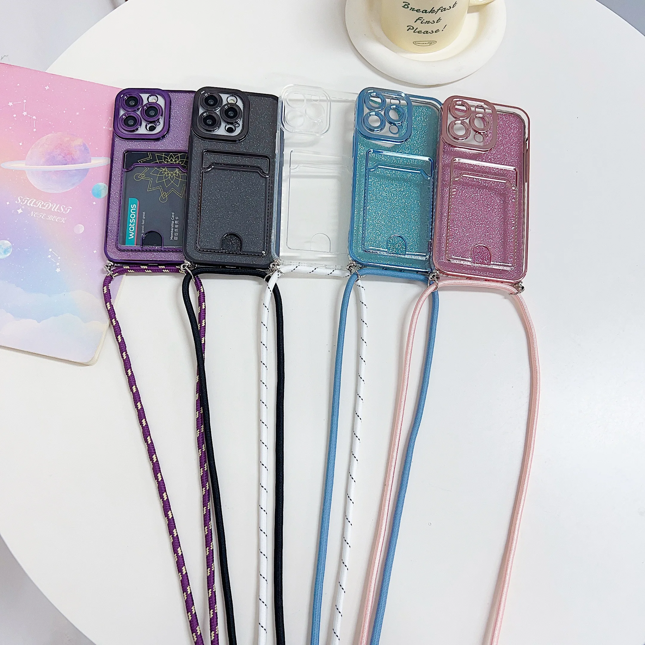 Lanyard Necklace Wallet Card Holder Phone Case For Samsung S23 S22 S21 S20FE A54 A14 Note 20 Ultra 10 A33 A52 A72 A32 A53 Cover