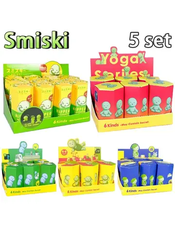 Smiski Hippers Blind Box Yoga Fitness Series Mini Figurka Śliczna Świecąca w Ciemności Dekoracja Lalka Sypialnia Toaleta Seria Model Narożny Zabawka