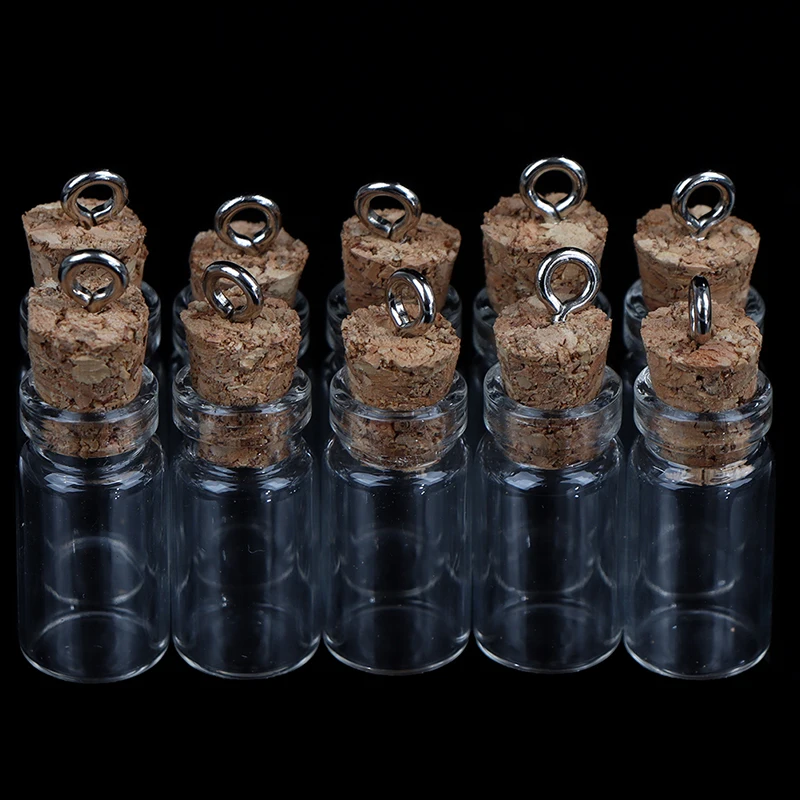 10PCS Mini Small Glass Bottles with Clear Cork Stopper Jars Tiny Wedding Vials Message Favor Containers Jewelry