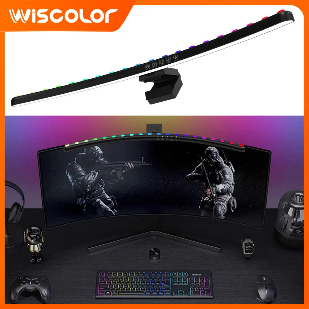 

Светодиодная RGB-лампа для монитора с сенсорным управлением и таймером, настольная лампа с регулировкой яркости, декор для комнаты, аксессуары для рабочего стола
