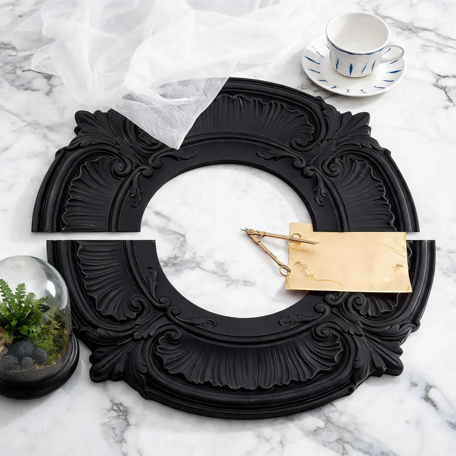 Black Split Ceiling Light Medallion Fan Panel Decor Cover for Living Room Bedroom Kitchen Entryway Apartment Dorm Indoor Home view 3